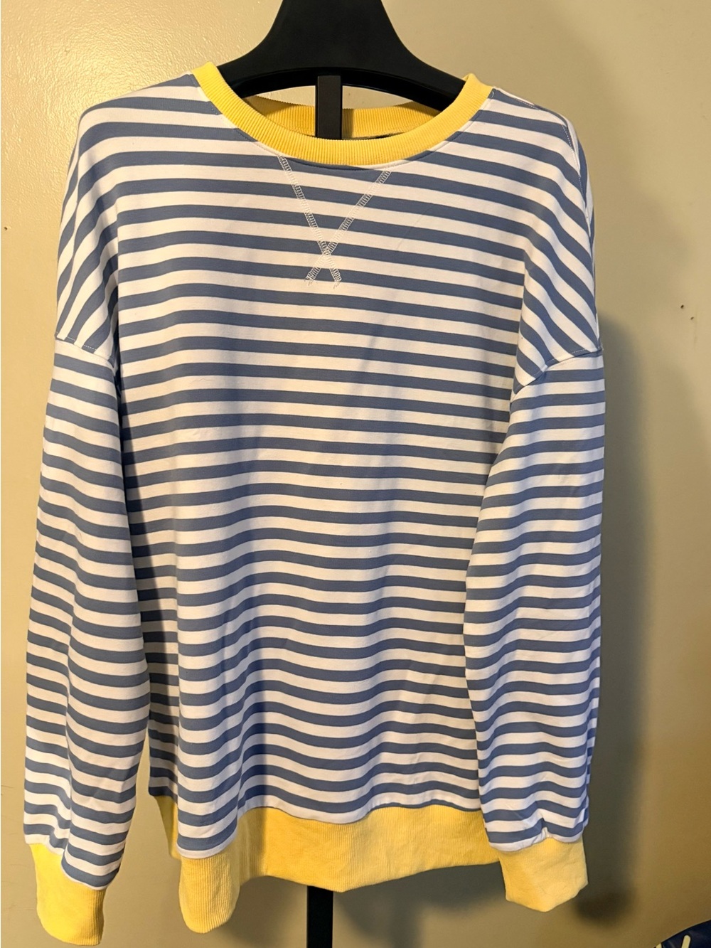 BTFBM Striped Oversized Sweatshirt Blue White Yellow M NWT